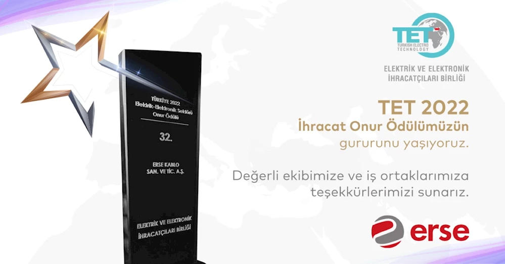 Erse Kablo, Elektrik ve Elektronik İhracatçıları Birliğinin Onur Listesi’nde Yükselmenin Gururunu Yaşıyor